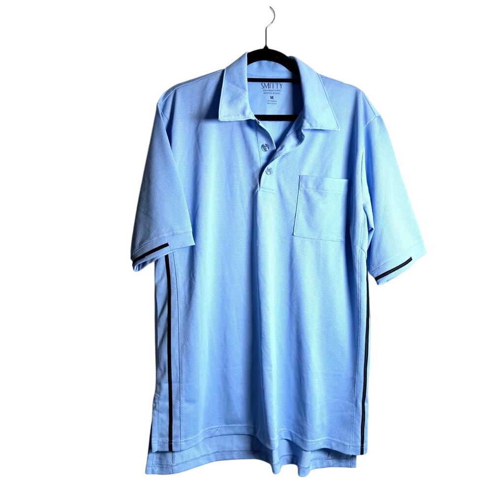 SMITTY Performance Mesh Moisture Wicking Blue Polyester Polo Size M